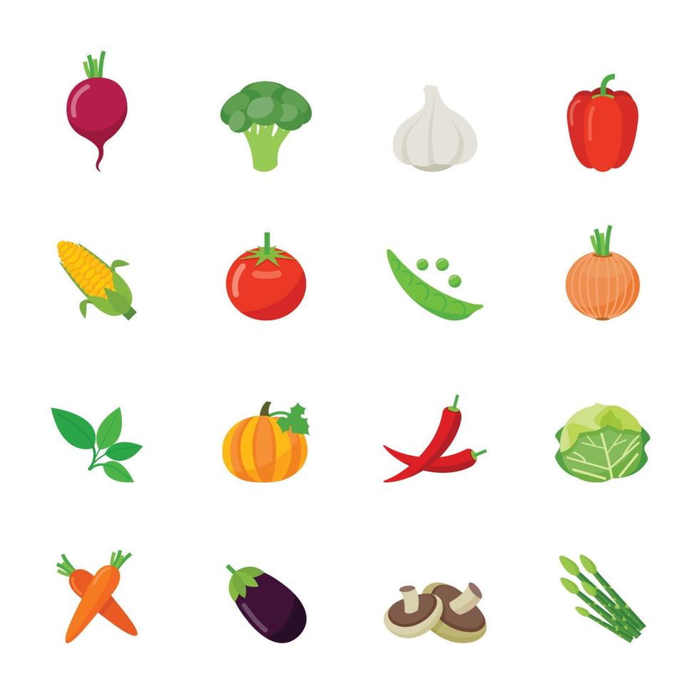 vegetal color icono conjunto vector