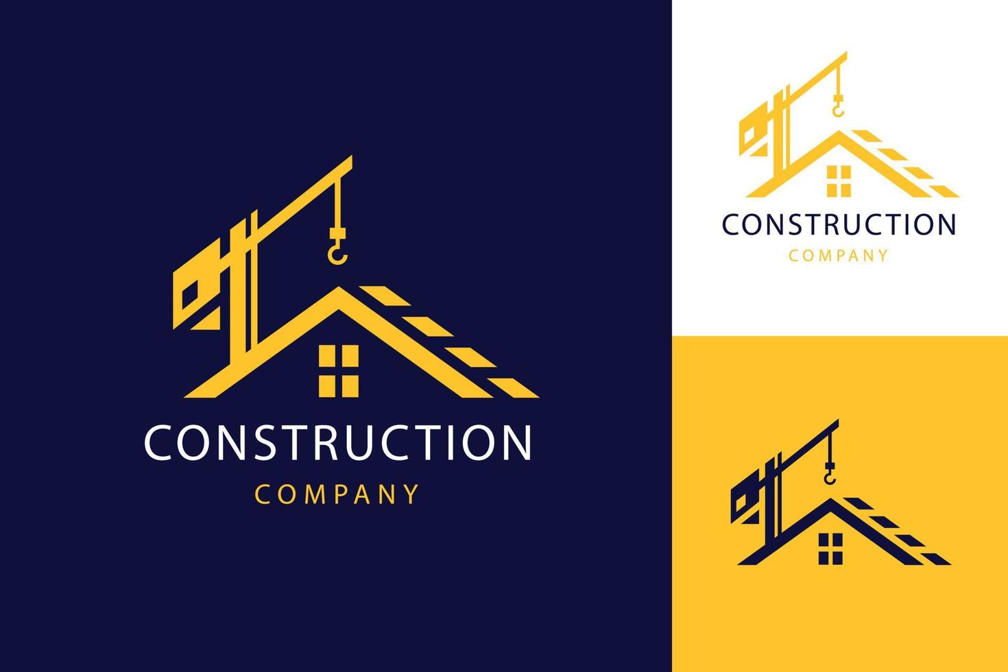 flat design construction company logo template vector