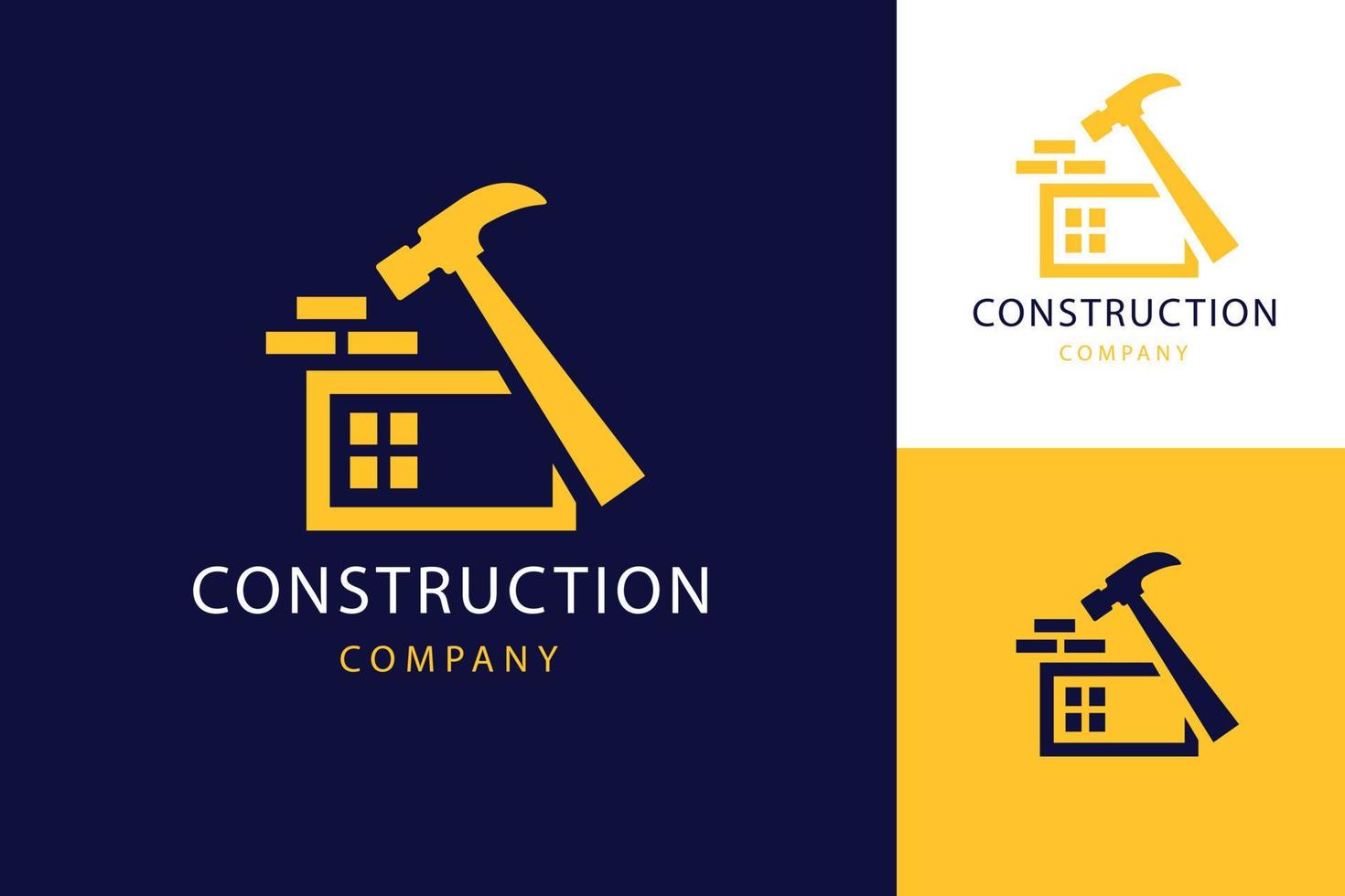 flat design construction company logo template vector