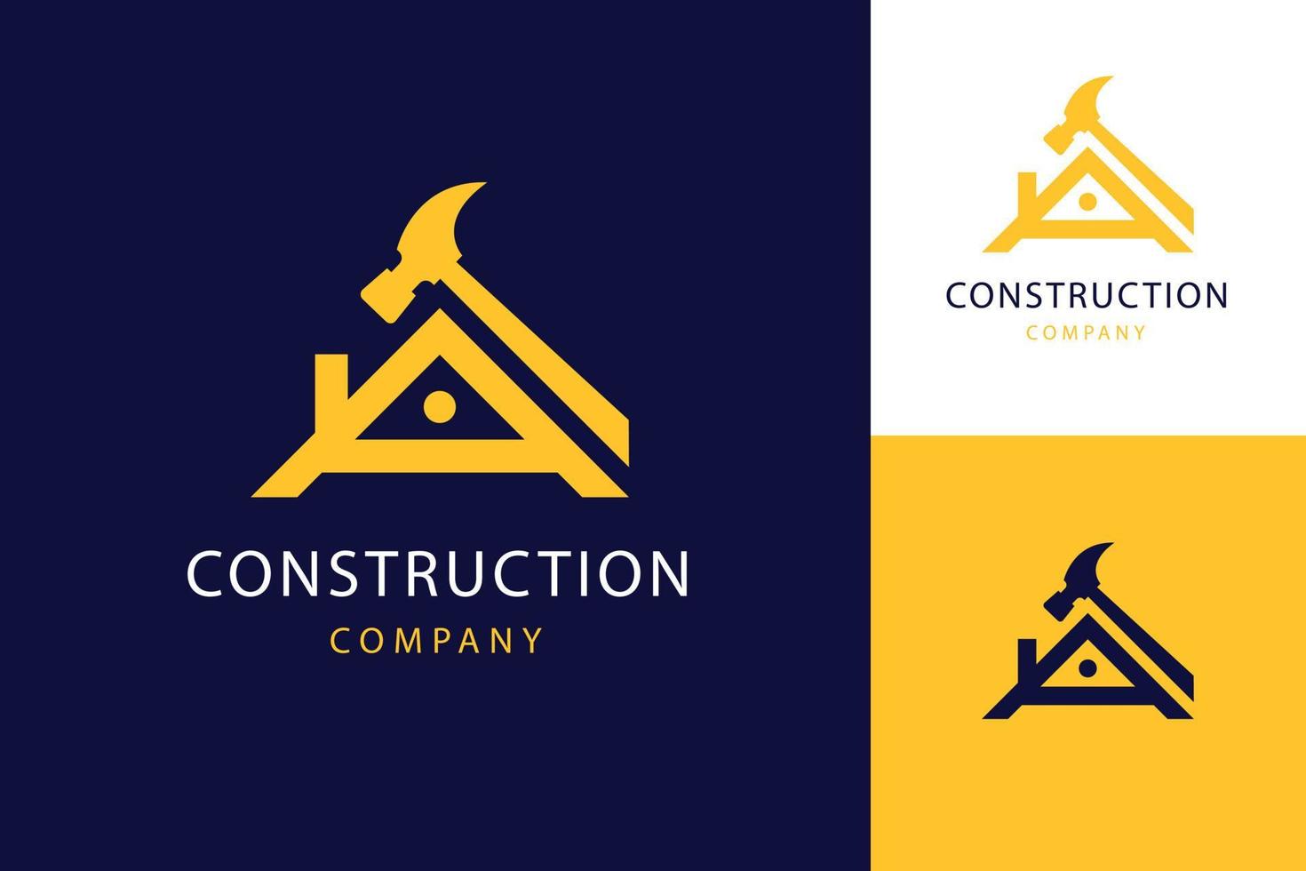 flat design construction company logo template vector