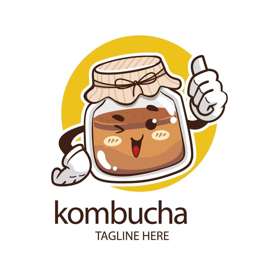 mano dibujado kombucha logo modelo vector