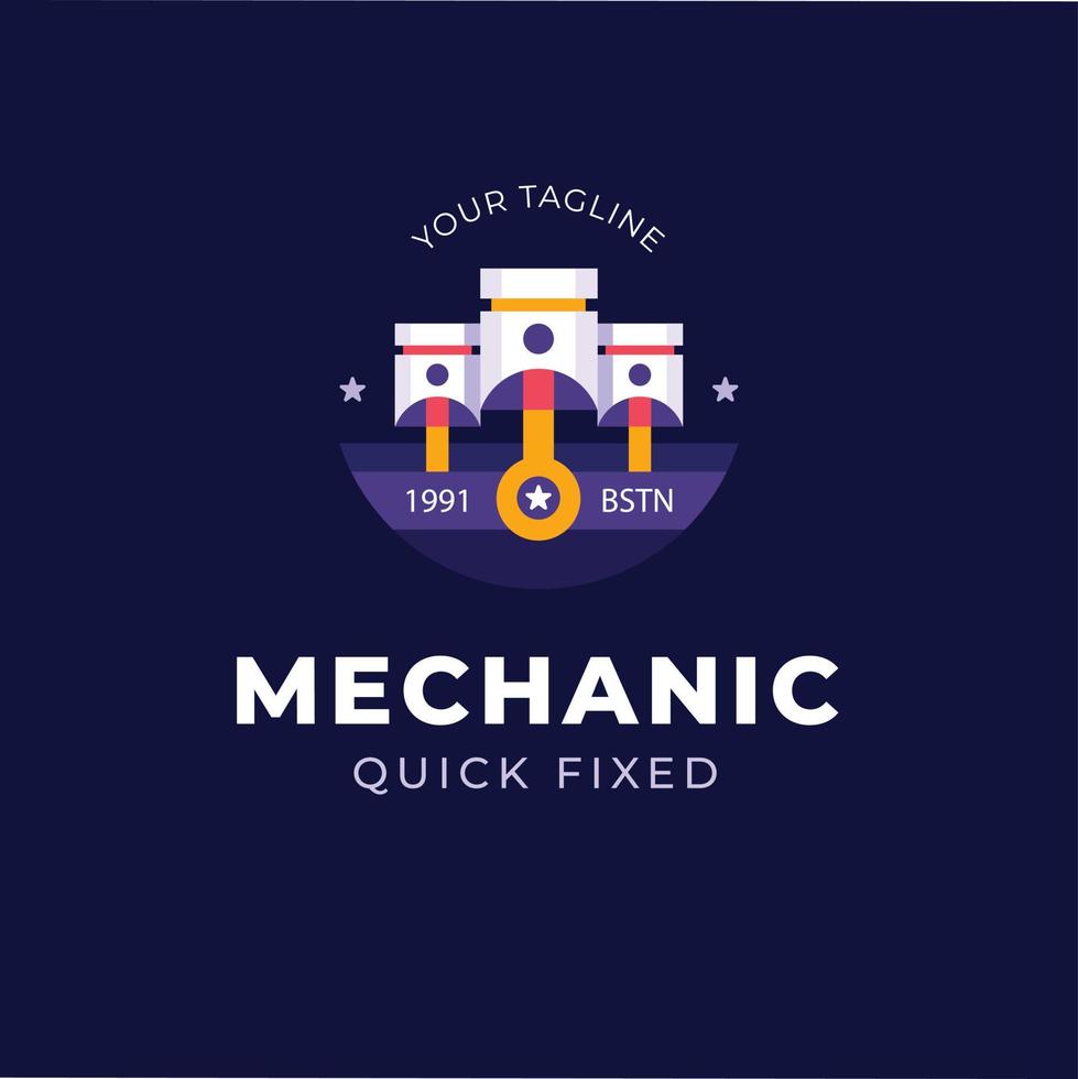 hand drawn mechanical logo template design vector