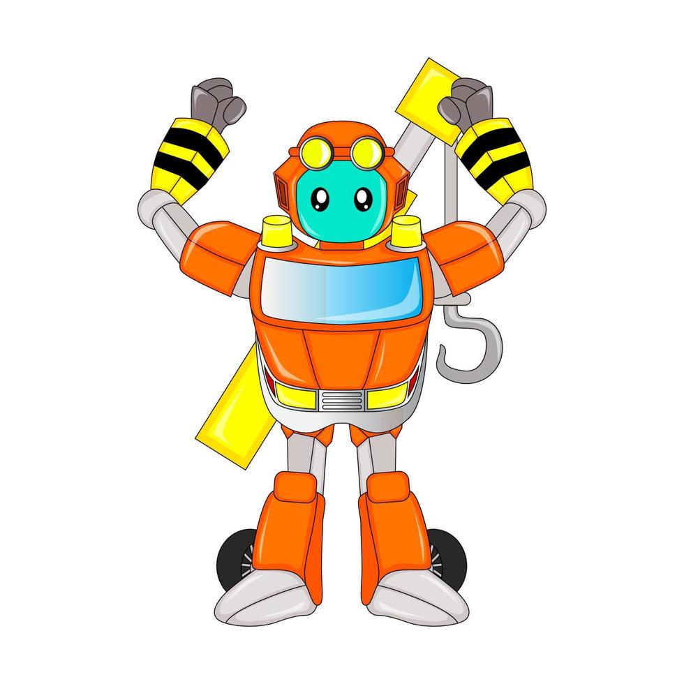 tow truck robot character, vector, editable, great for comics, illustrations, coloring books, stickers, posters, websites, printing and more vector