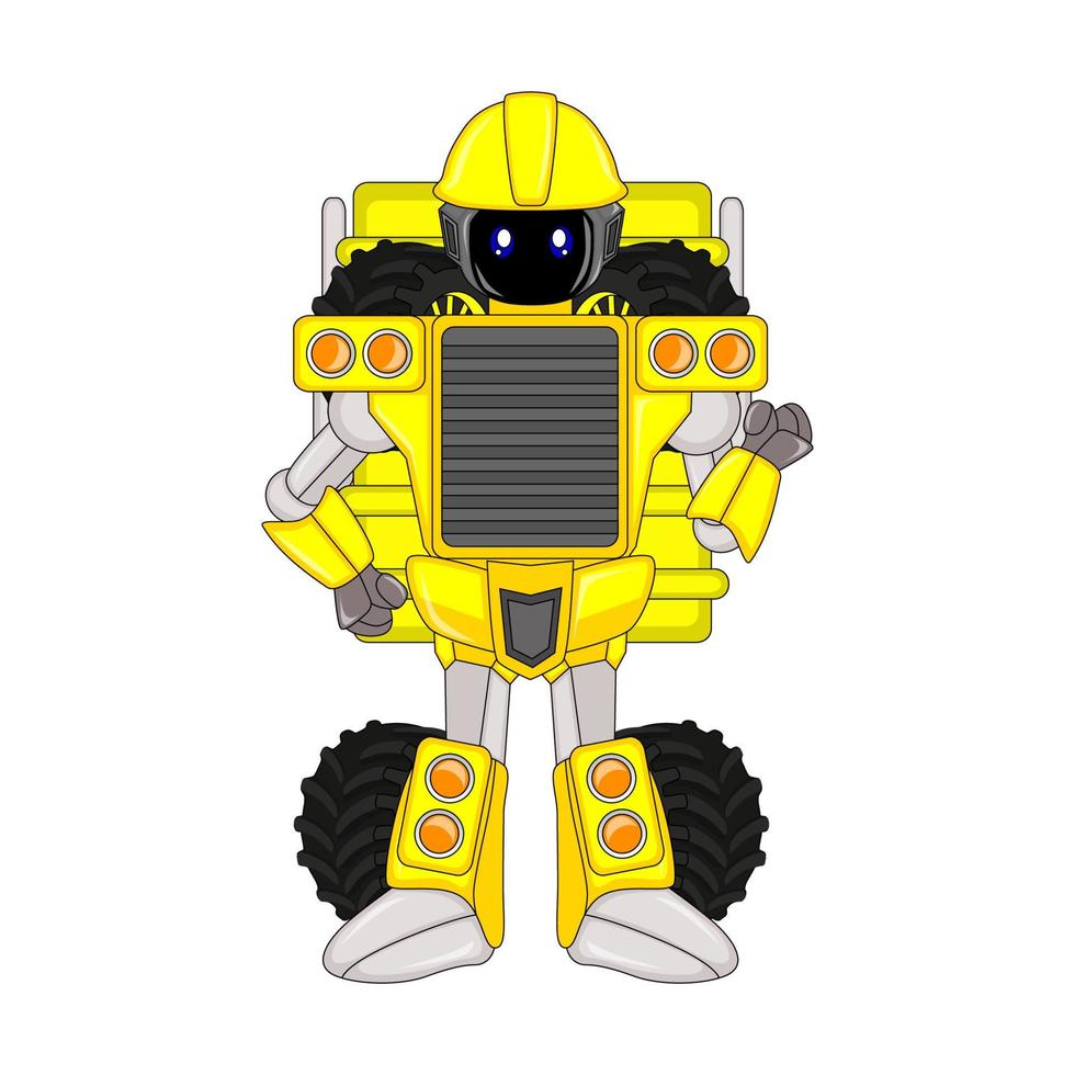 minería camión robot personaje, vector, editable, genial para historietas, ilustraciones, colorante libros, pegatinas, carteles, sitios web, impresión y más vector