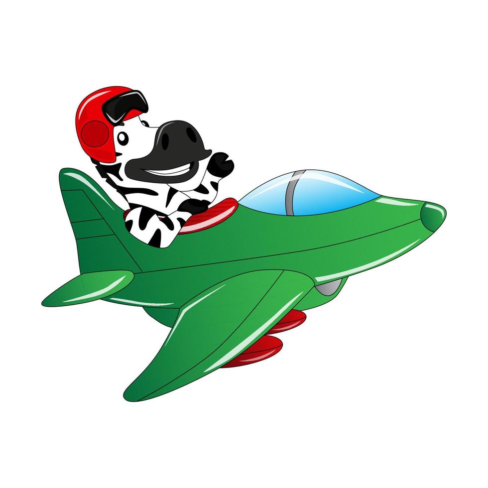 Zebra illustration on a fighter plane, vector, eps10, editable vector