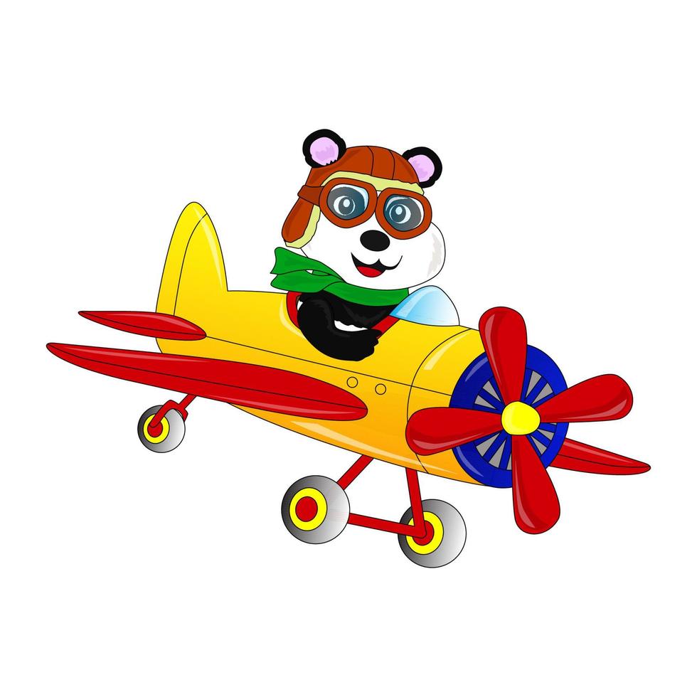 ilustración de panda en un avión, vector, eps10, editable vector