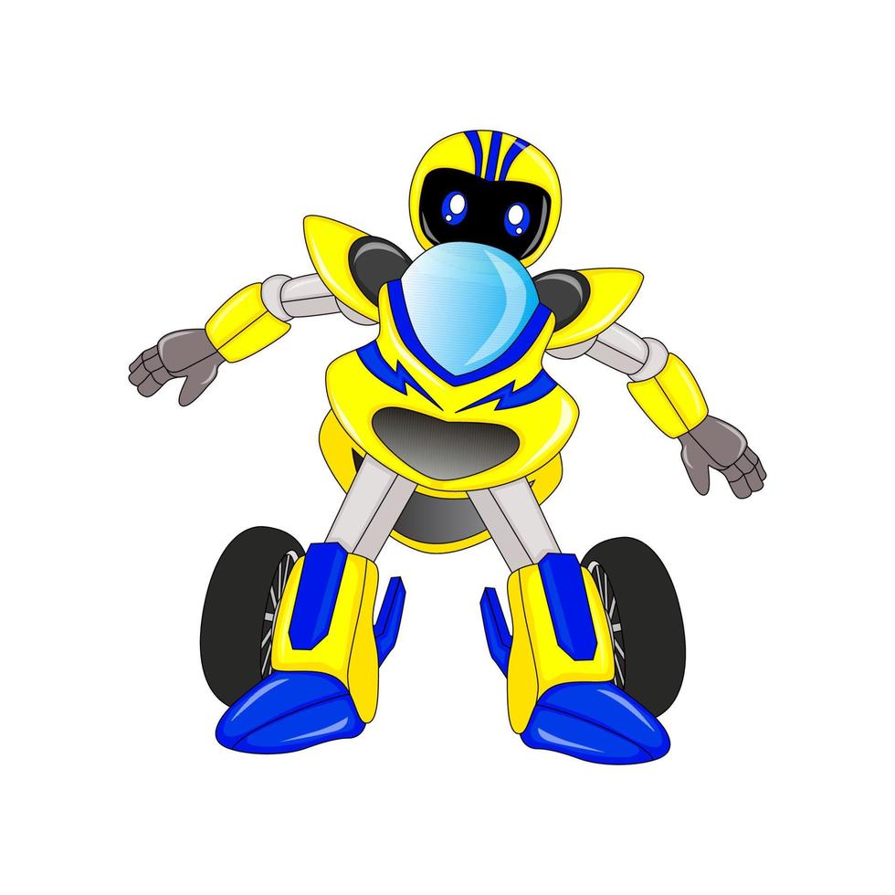 motorcycle robot character, vector, editable, great for comics, illustrations, coloring books, stickers, posters, websites, printing, t-shirts and more vector