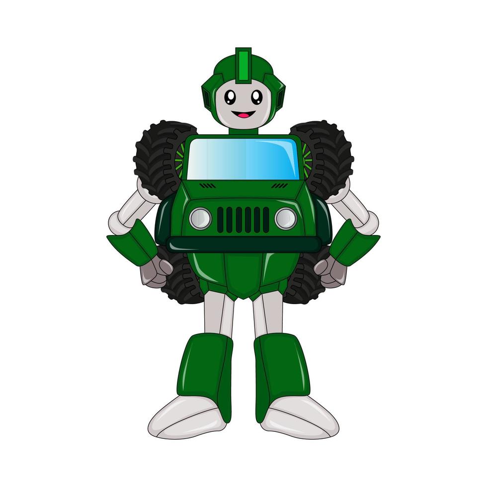 military truck robot character, vector, editable, great for comics, illustrations, coloring books, stickers, posters, websites, printing and more vector