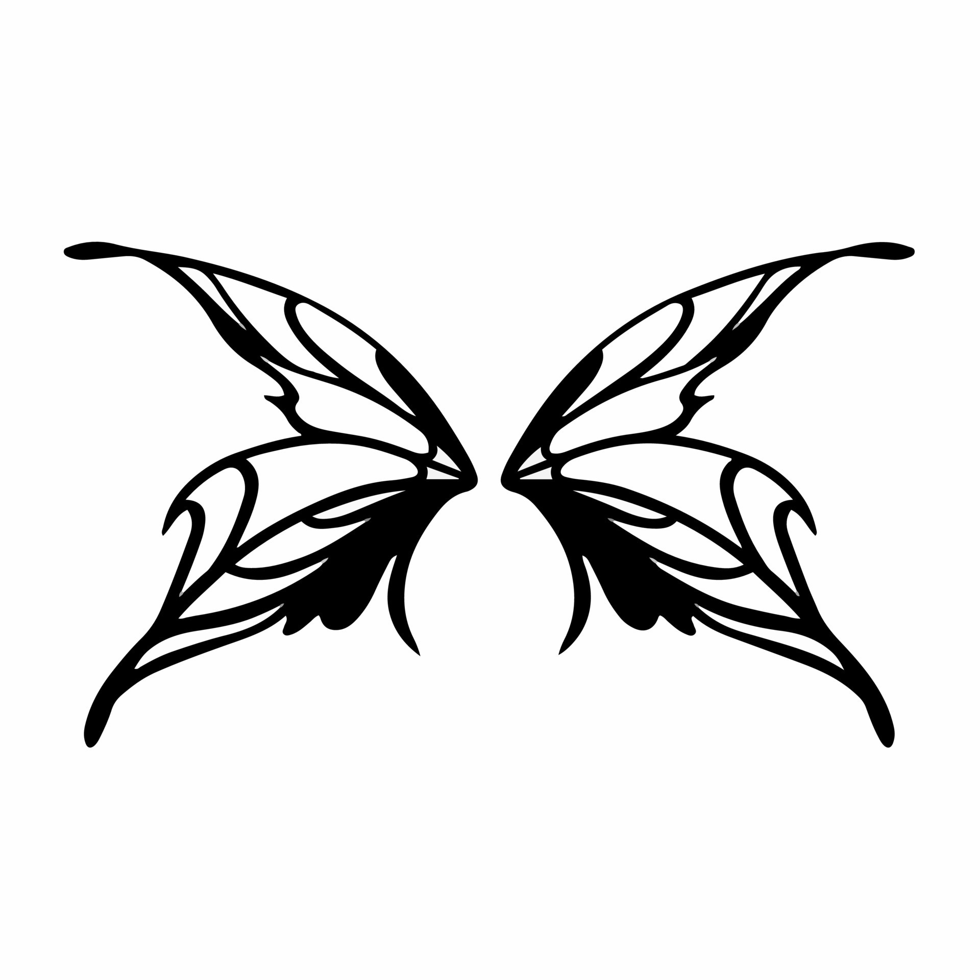 Tribal Fairy Wings Logo. Tattoo Design. Stencil Vector Illustration ...