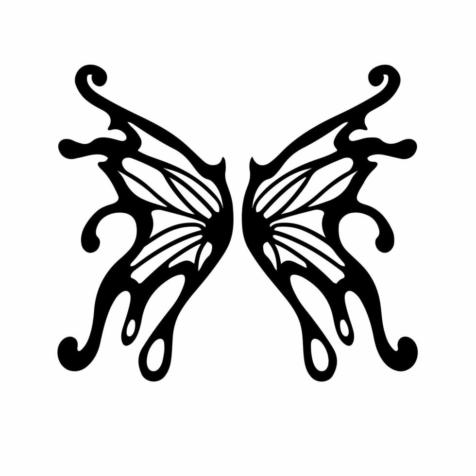 Tribal Fairy Wings Logo. Tattoo Design. Stencil Vector Illustration.