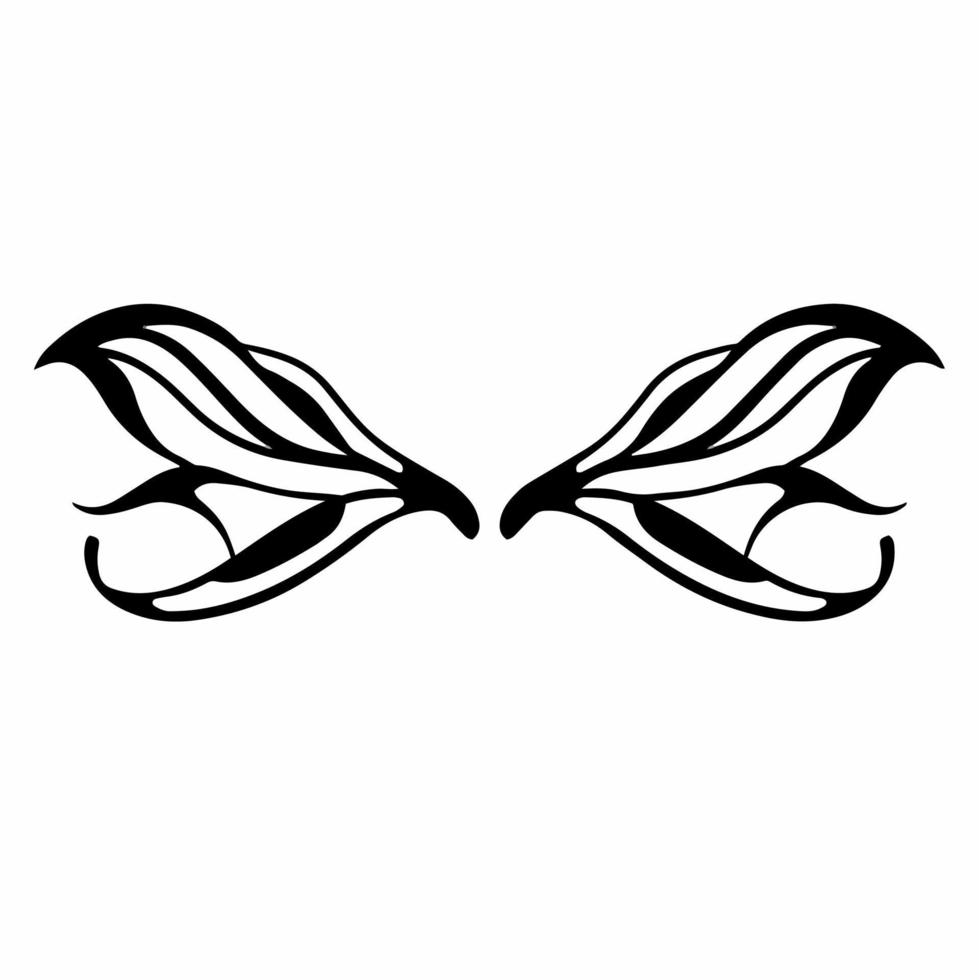 Tribal Fairy Wings Logo. Tattoo Design. Stencil Vector Illustration.