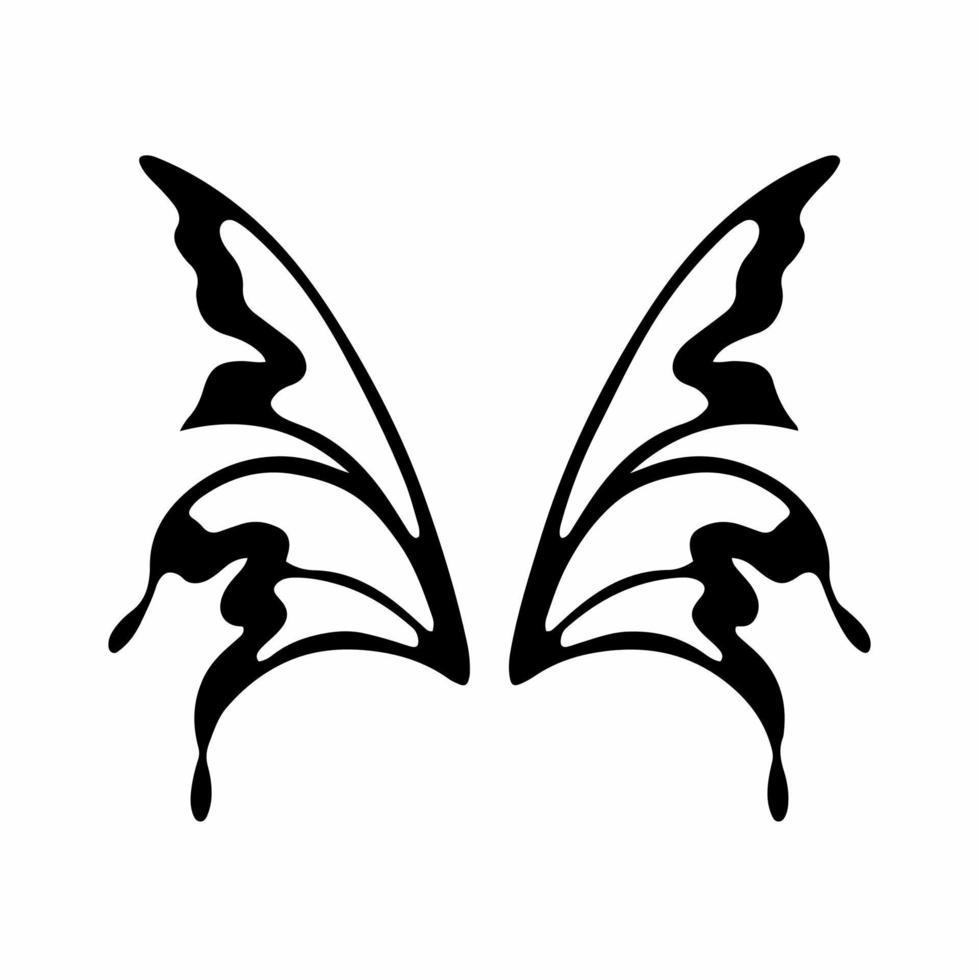 Tribal Fairy Wings Logo. Tattoo Design. Stencil Vector Illustration.