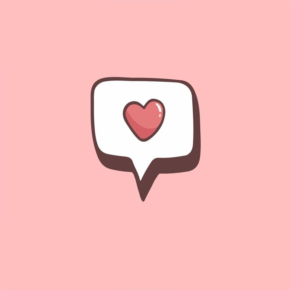 Love Heart Bubble Speech Symbol Icon. Valentine Vector Illustration.