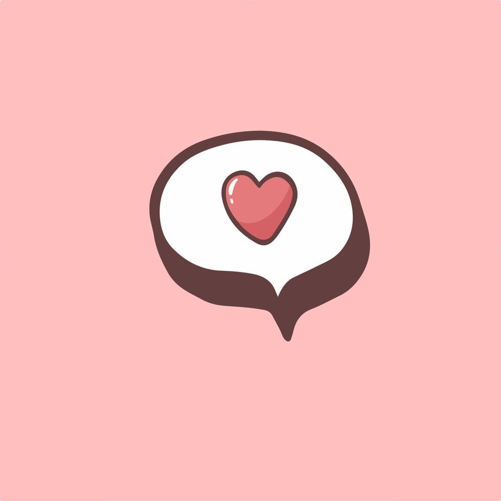 Love Heart Bubble Speech Symbol Icon. Valentine Vector Illustration.