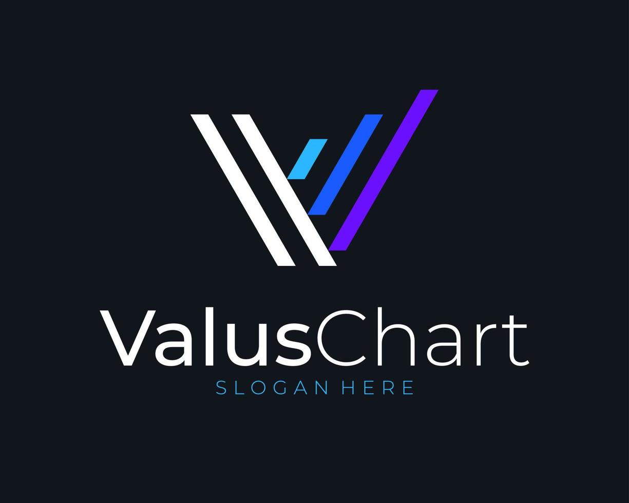 Letter V Initials Growth Chart Stock Market Graph Success Lines Simple Minimalist Vector Logo Design