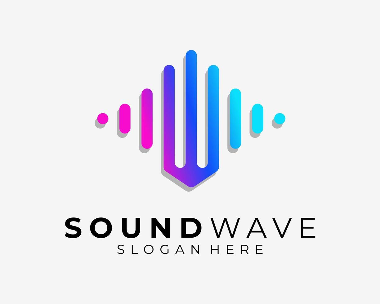 Letter W Initial Soundwave Music Audio Waveform Frequency Colorful Vibrant 3D Vector Logo Design