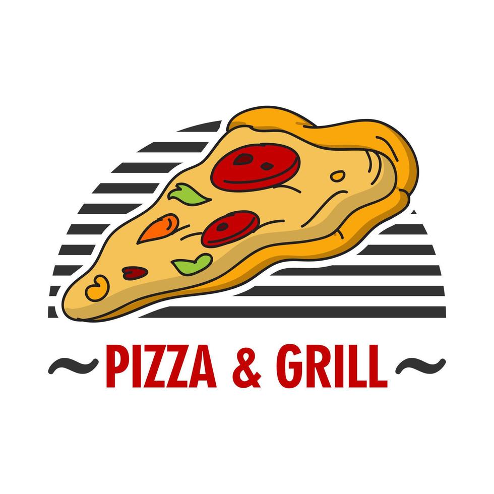 pizza and grill logo design vector