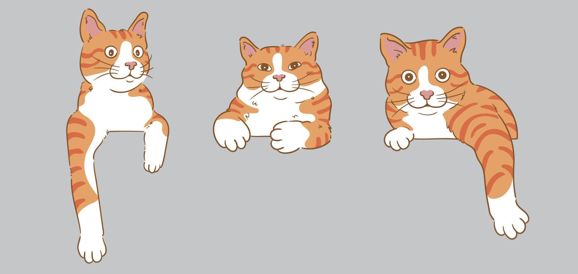 dibujos animados curioso echar un vistazo naranja gato conjunto vector