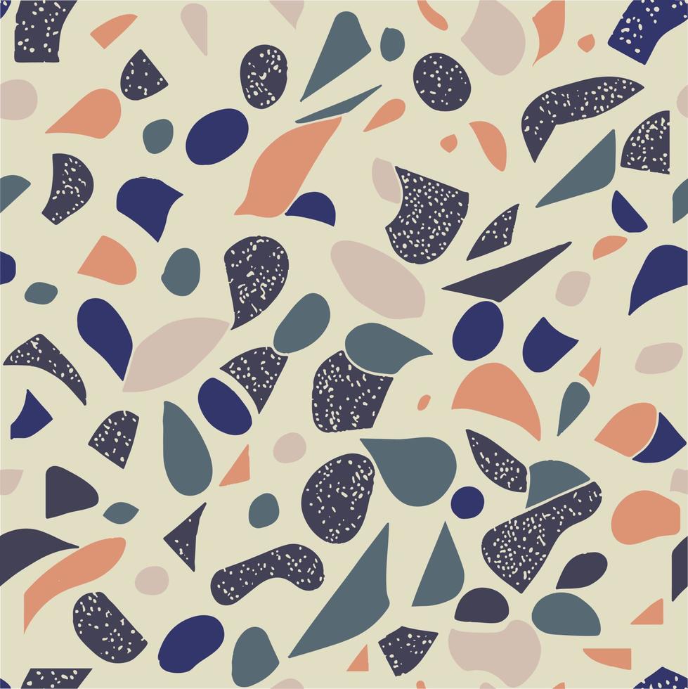 Terrazzo flooring seamless pattern background, marble texture with stone fragments. vector