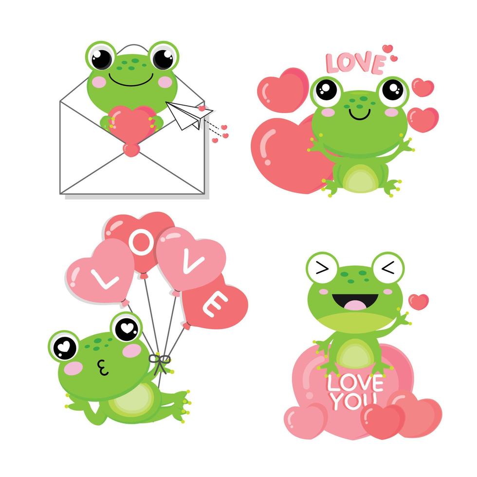 Valentine's day collection with cute animal  and love elements. vector