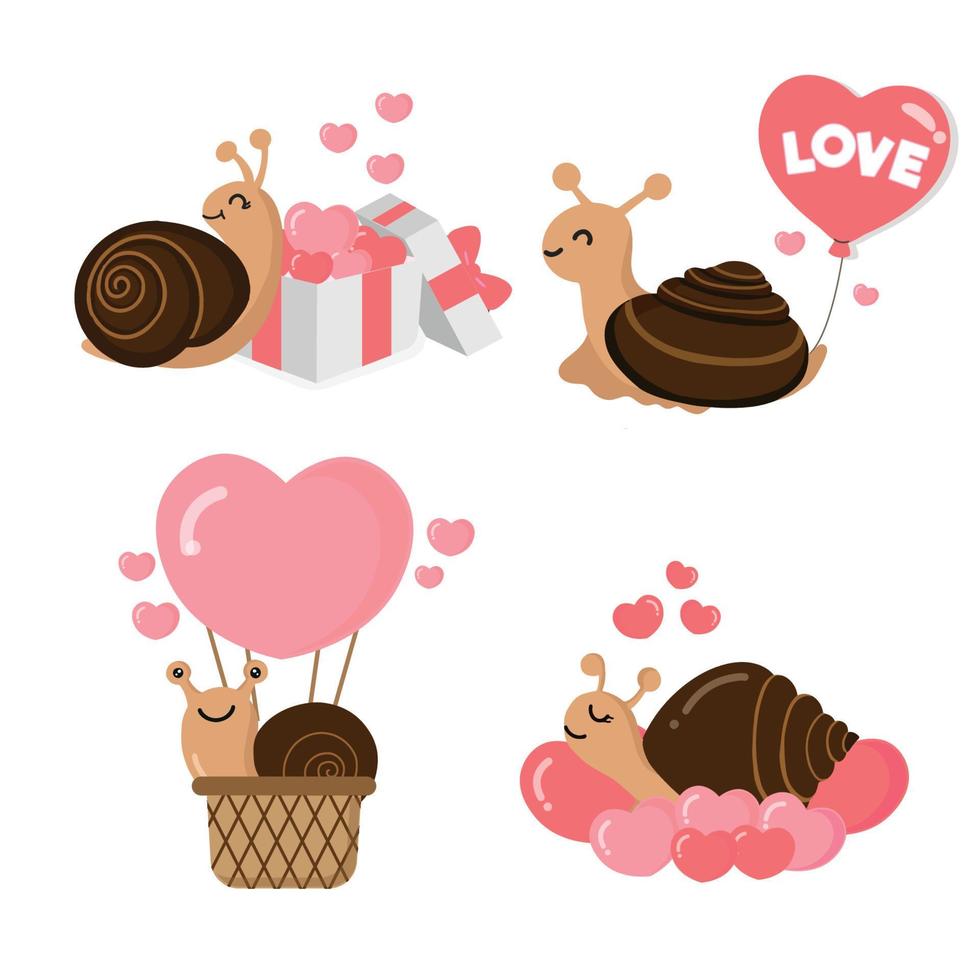 Valentine's day collection with cute animal  and love elements. vector