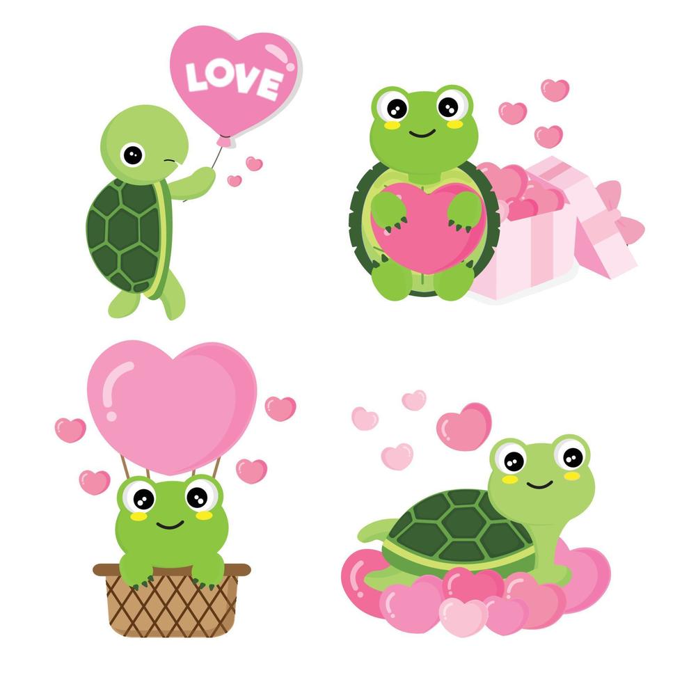 Valentine's day collection with cute animal  and love elements. vector