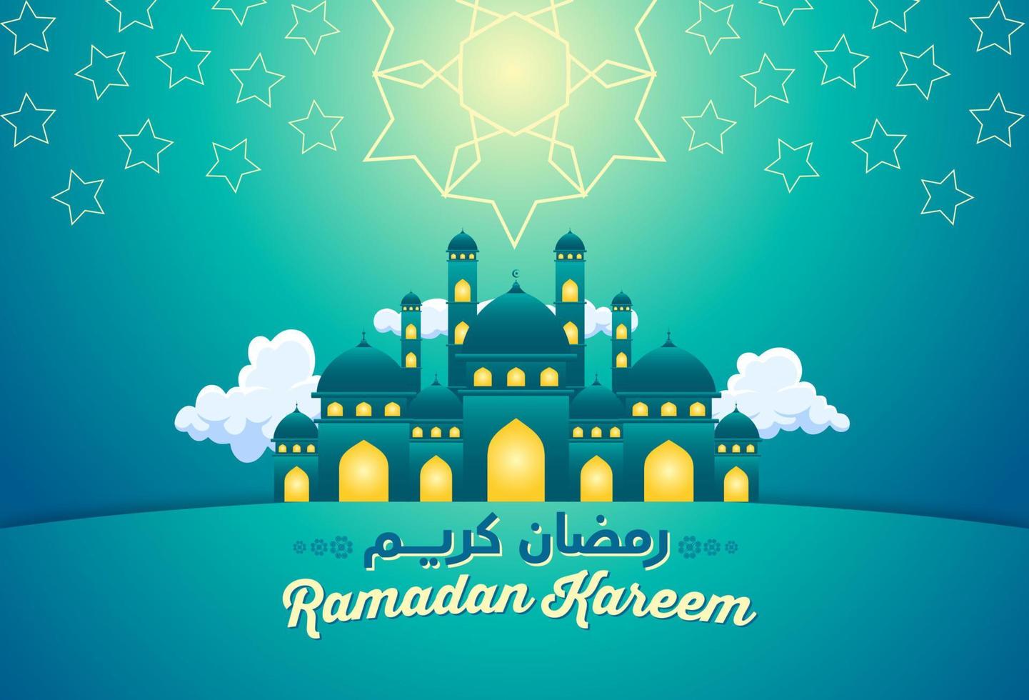 Ramadan Kareem design. on color background for Holy month Ramadan celebration. Calligraphy mean Ramadan Kareem vector