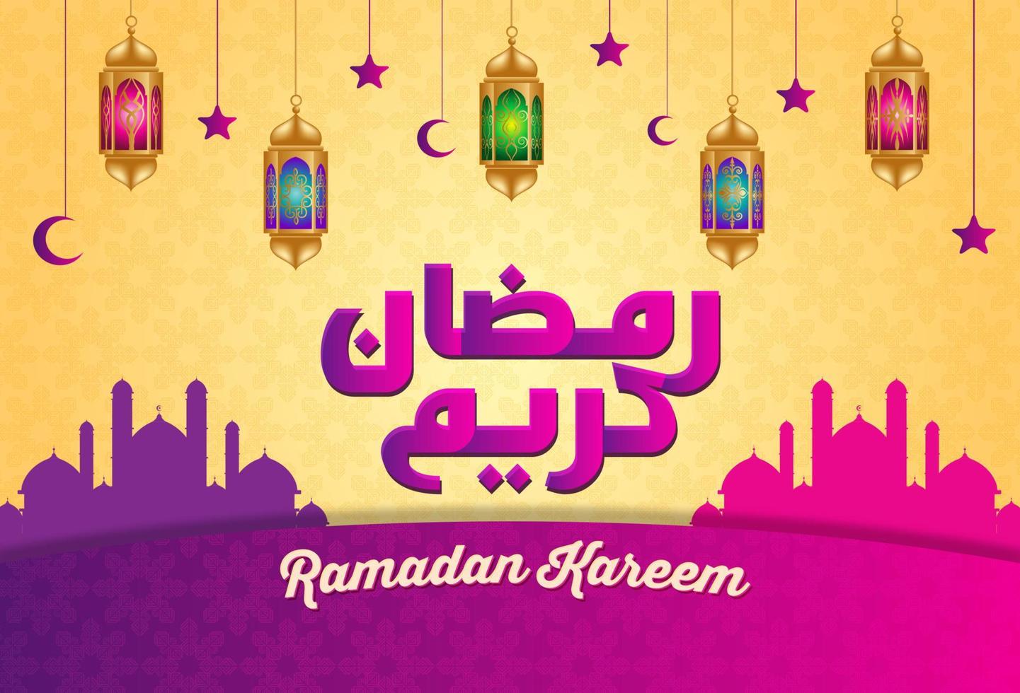 Ramadan Kareem design. on color background for Holy month Ramadan celebration. Calligraphy mean Ramadan Kareem vector