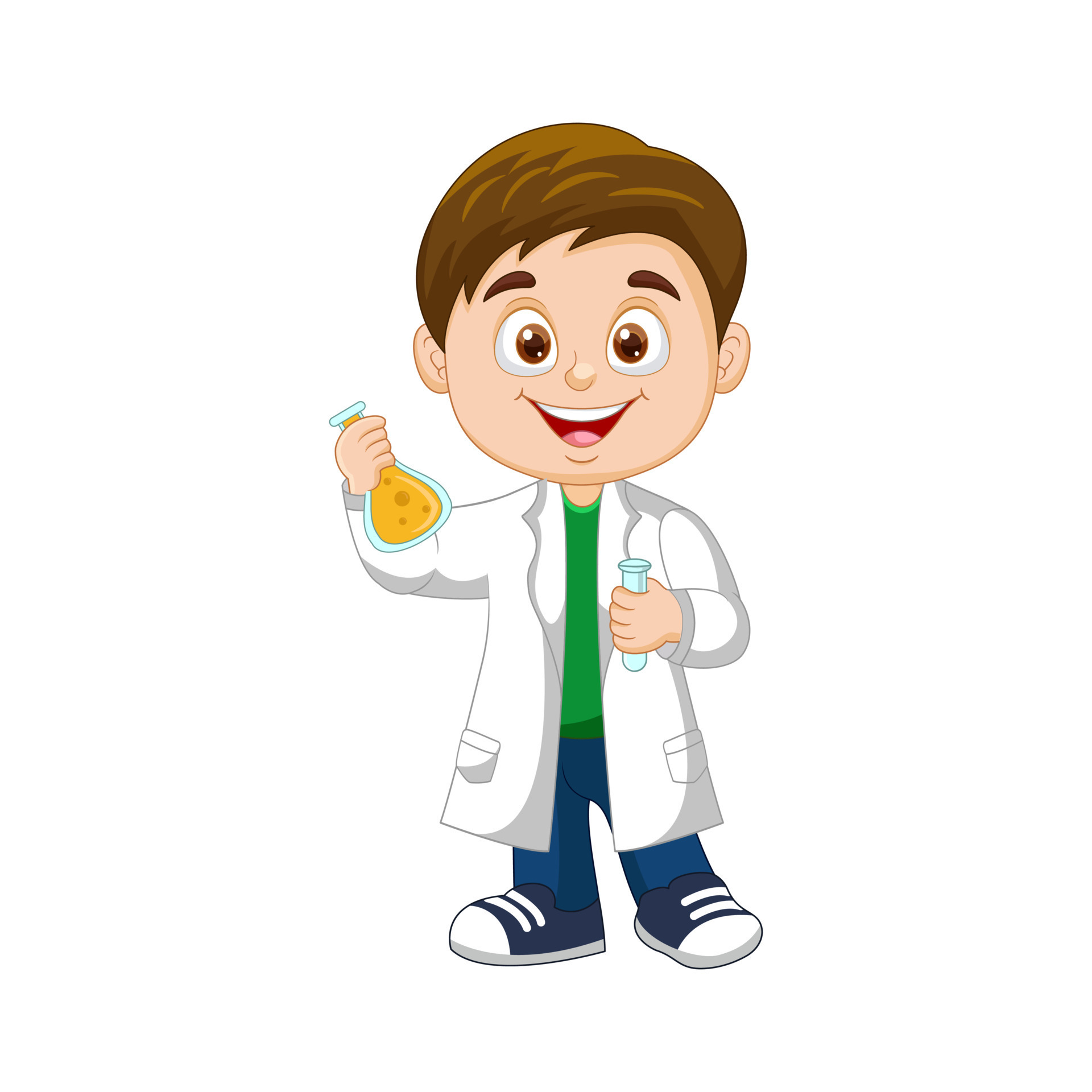 Vector cartoon boy scientist holding a flask and test tube 20314504 Vector Art at Vecteezy Vector cartoon boy scientist holding a flask and test tube 20314504 Vector Art at Vecteezy