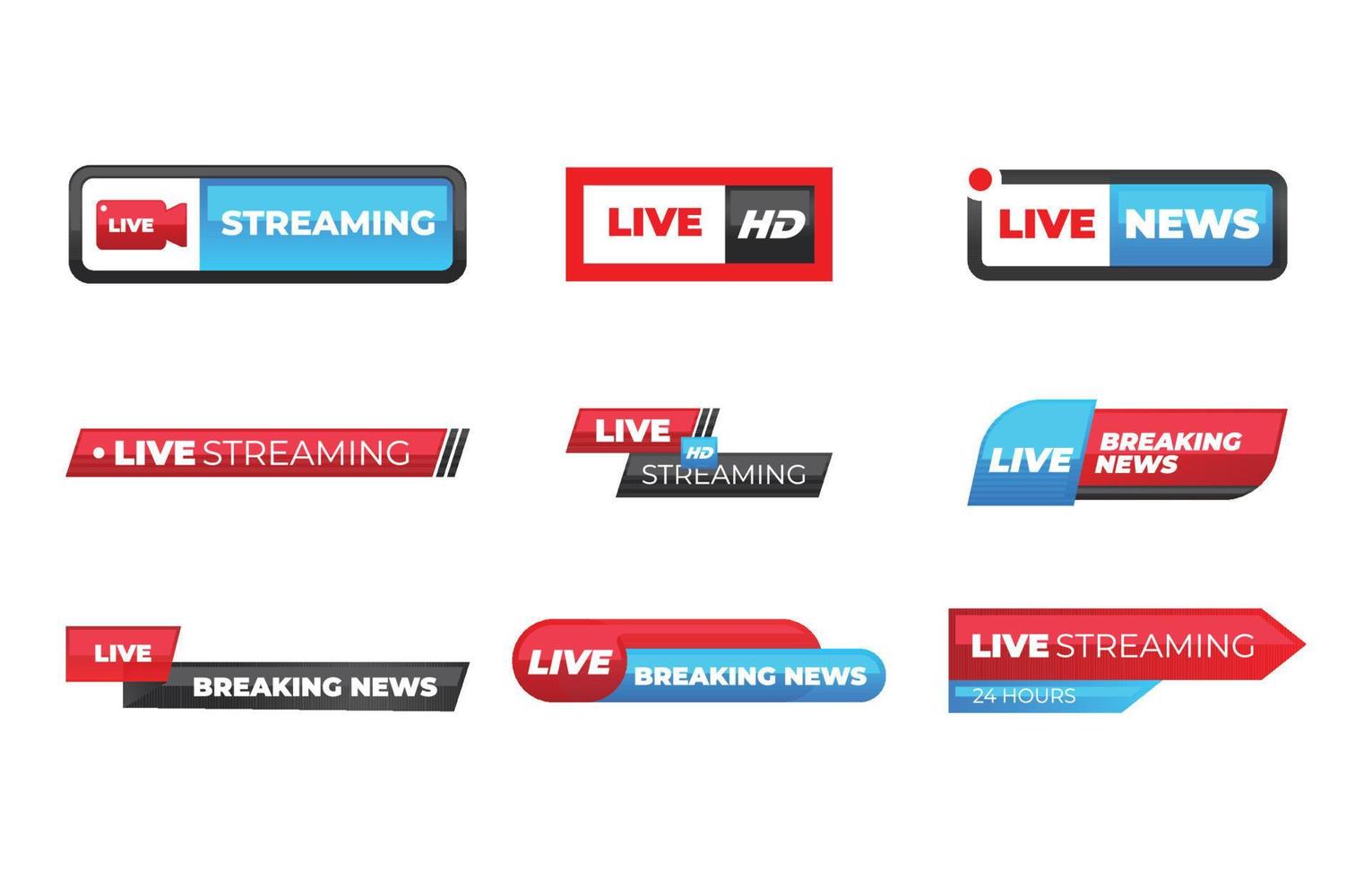 Live Streaming Label and Badge with Play Icon Button vector