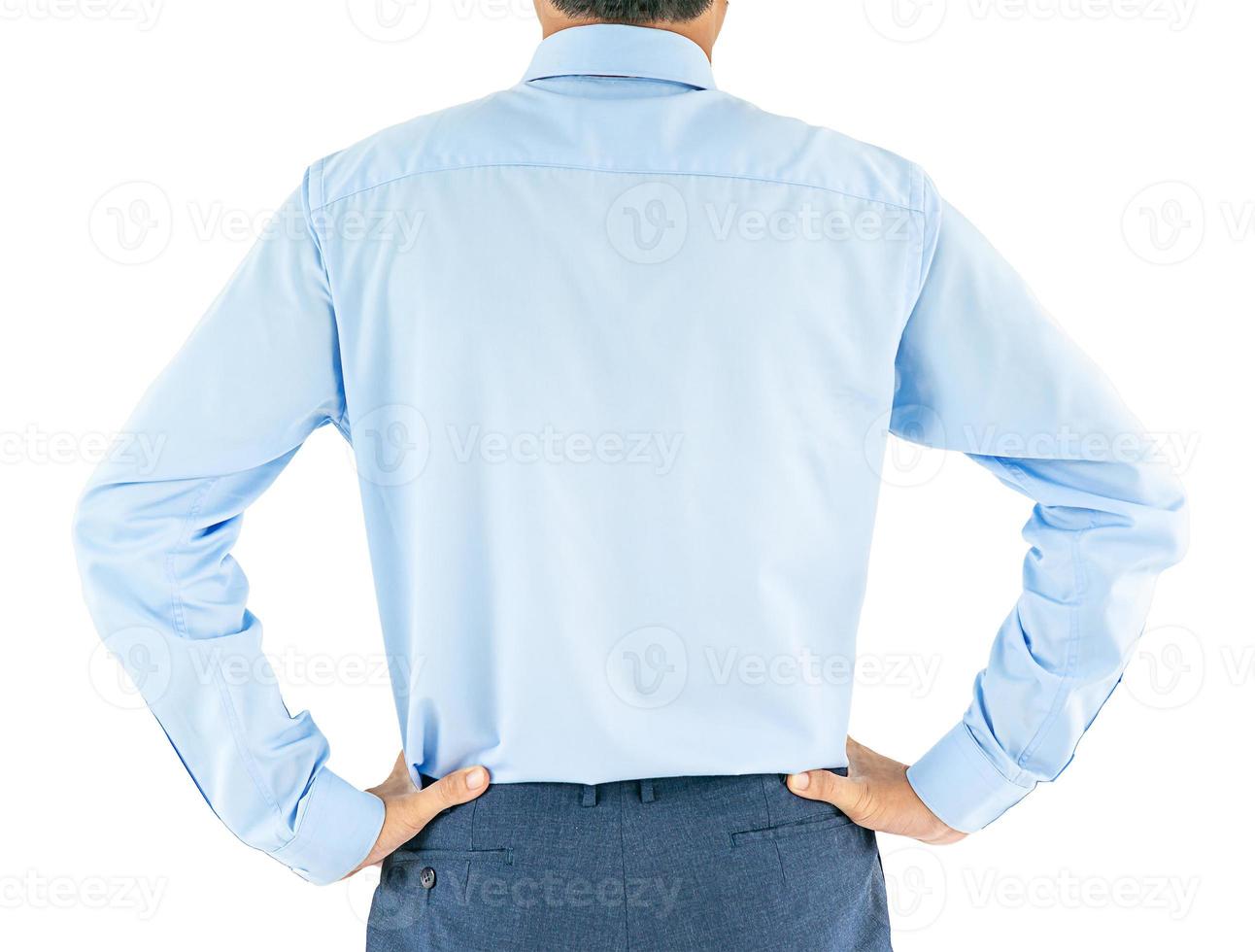 Man in long sleeve shirt wear standing with akimbo with clipping path photo