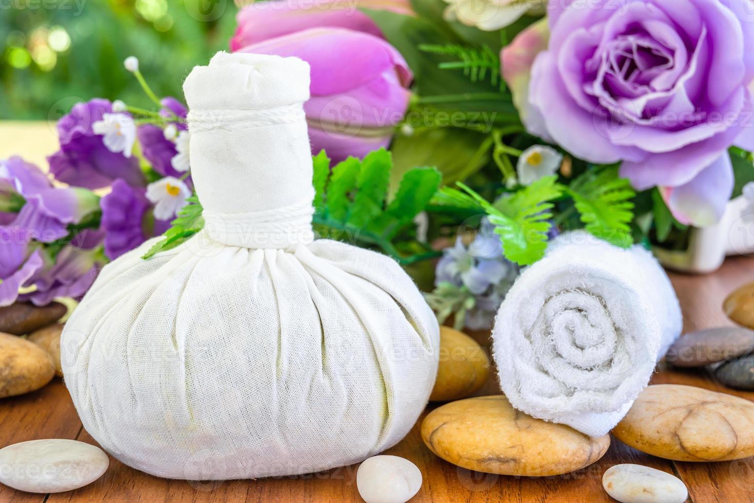 Thai Spa massage  with herbal compress ball photo