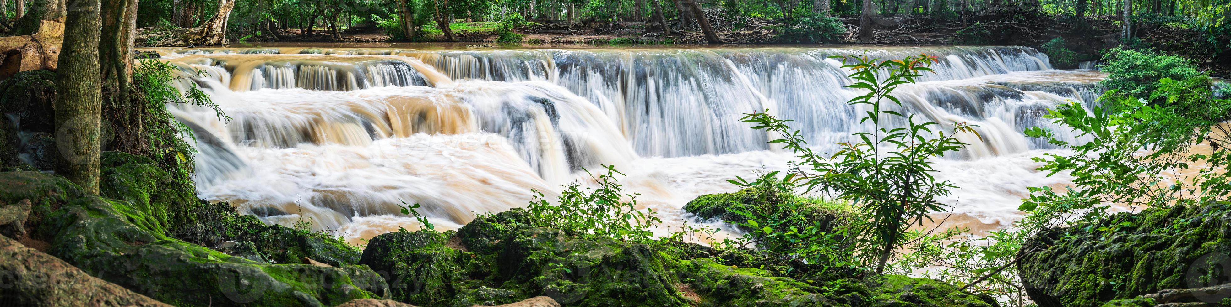 cascada panorámica en un bosque foto