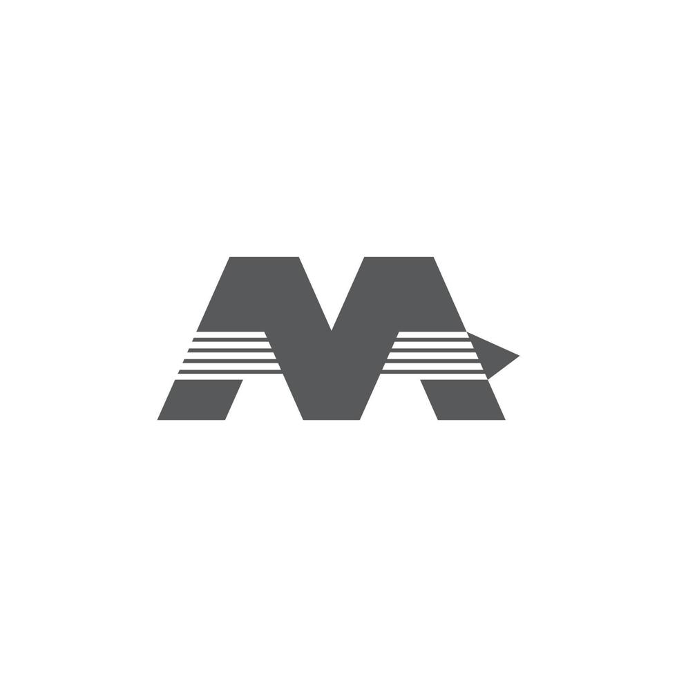 letter m stripes fast arrow geometric logo vector