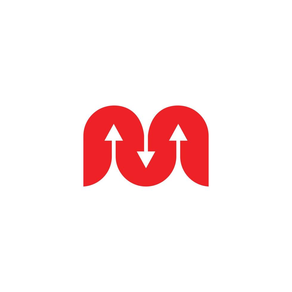 letter m flow arrow process symbol logo vector