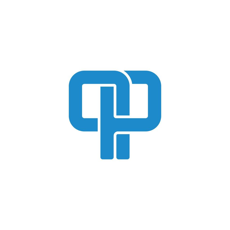 letter pq simple linked geometric flat logo vector