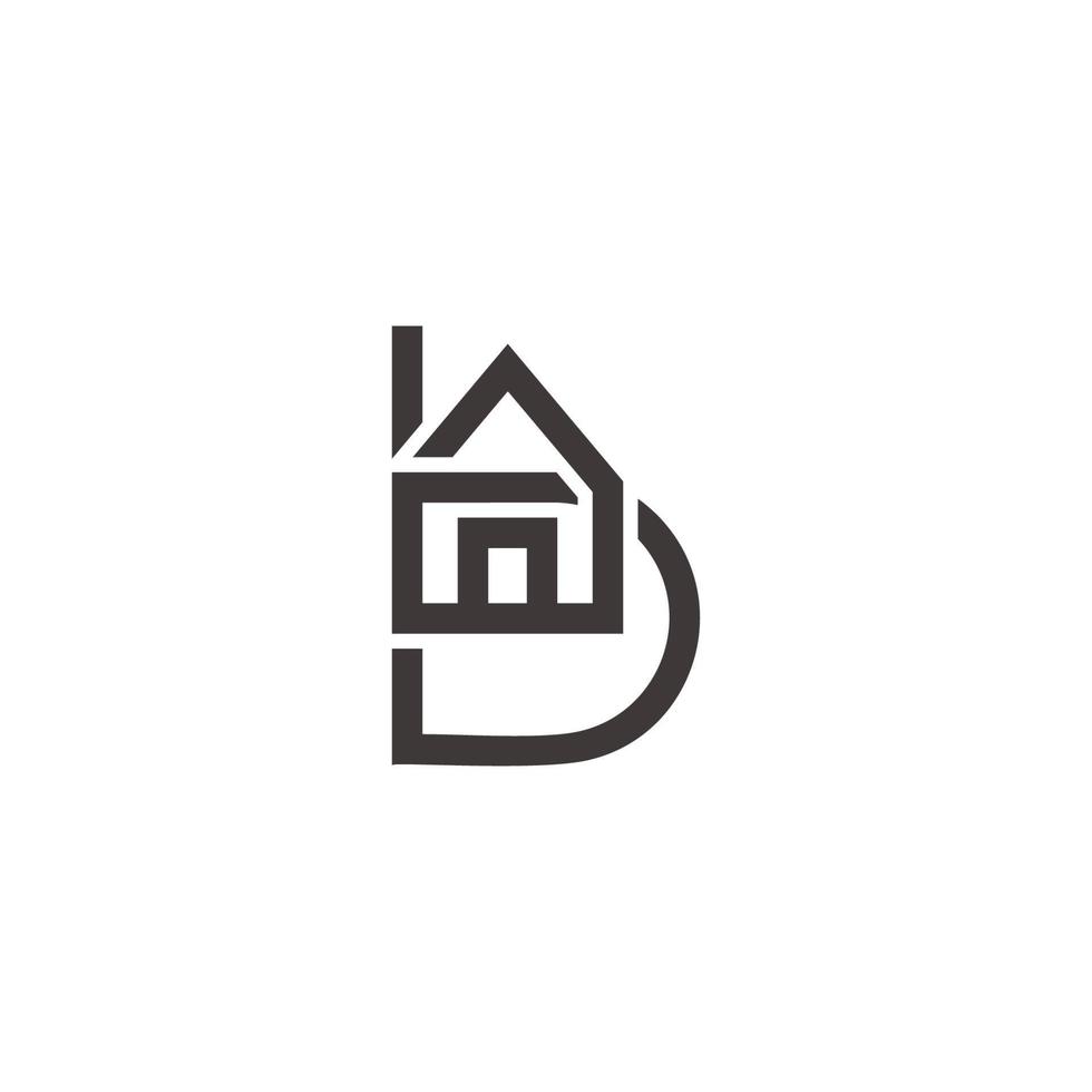 letter b home shape simple geometric line logo vector