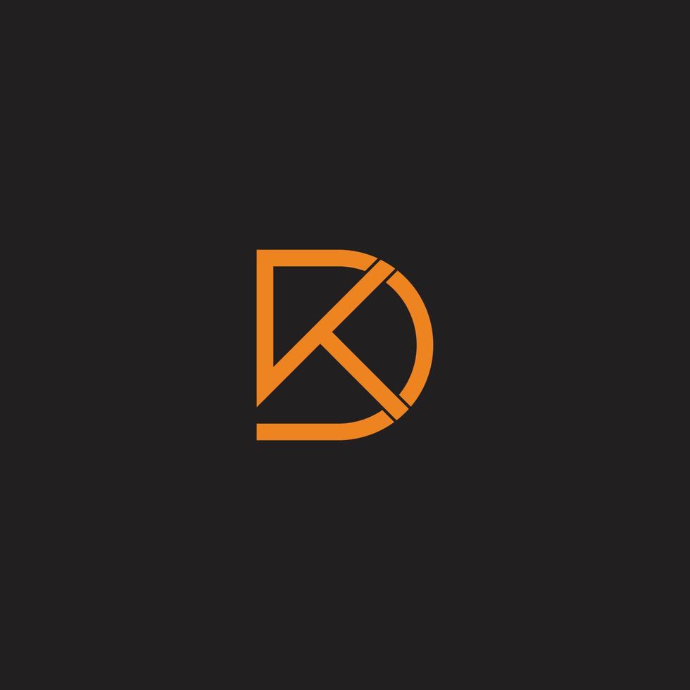 letter dk linked overlapping simple line logo vector