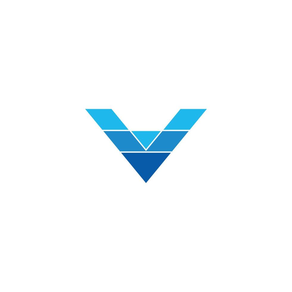 letra v degradado azul agua geométrico logo vector