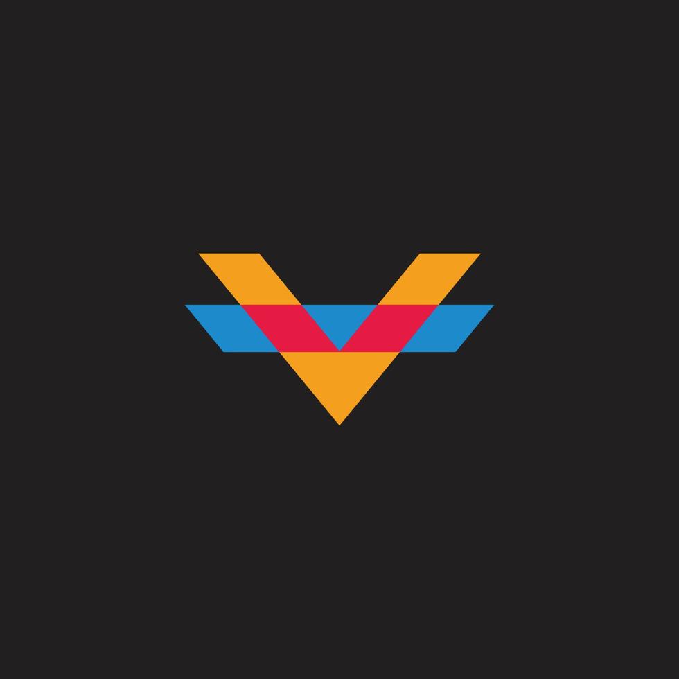 letter v geometric colorful mosaic dimension logo vector