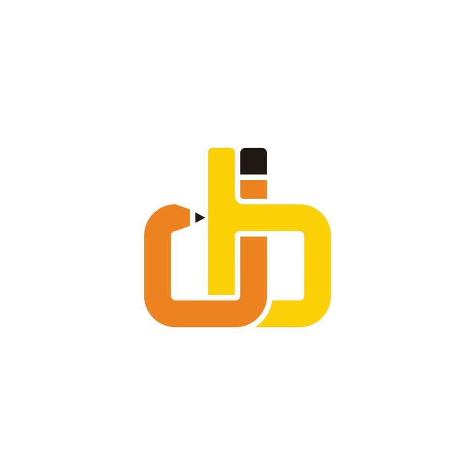 abstract letter jb pencil shape geometric design vector