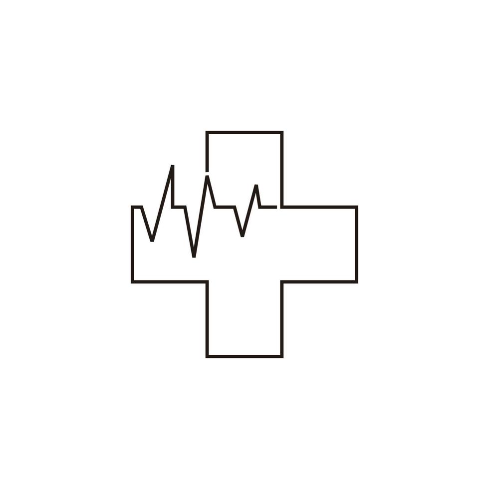 medical heart pulse simple geometric logo vector