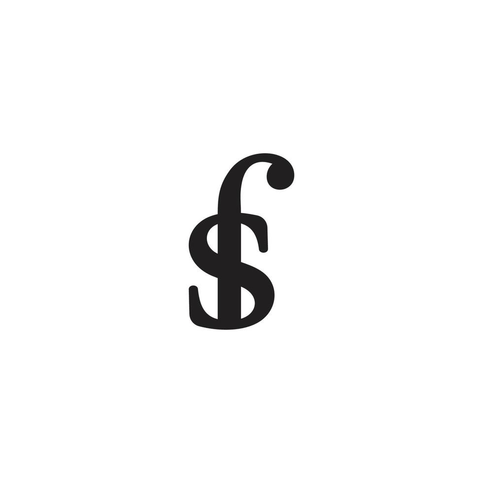 letter fs simple linked font flat design logo vector