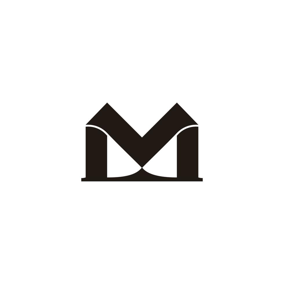 letter m simple shadow ribbon shadow logo vector