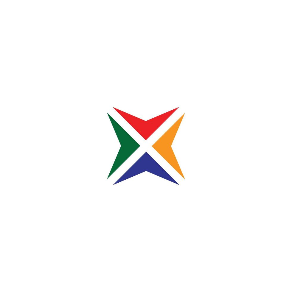 letter x colorful arrows square geometric logo vector