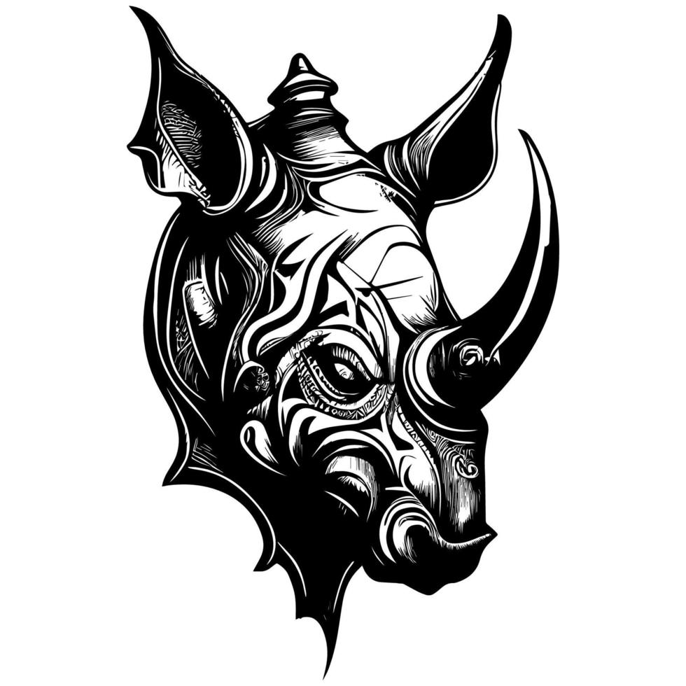 Rhinoceros head with crown illustration majestic and regal depiction of powerful animal. The crown adds an air of nobility to the rhino's imposing features, including its massive horn and tough skin vector