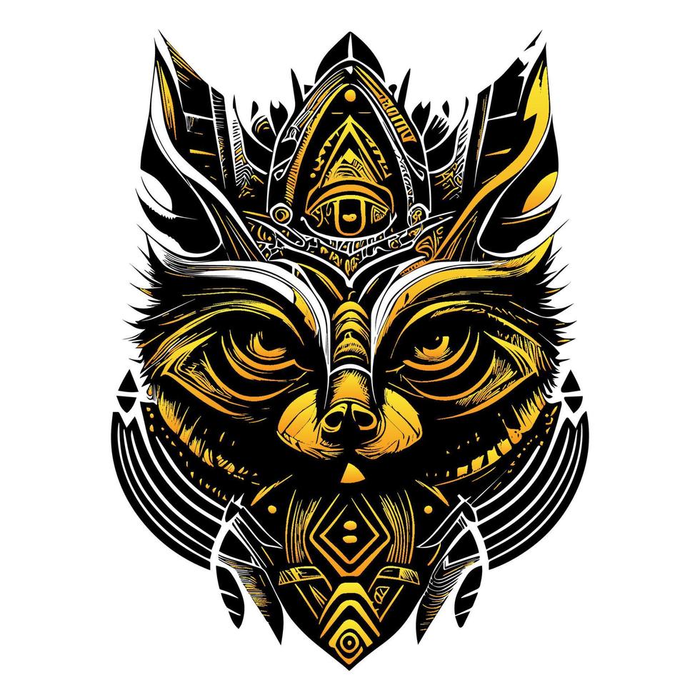 Raccoon head illustration charming depiction of this woodland creature. Its expression is curious and mischievous, and its fur is rendered in intricate detail vector