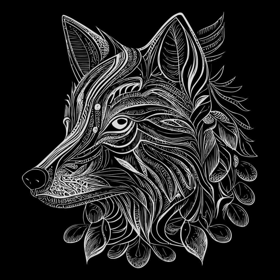 The angry wolf head line art illustration is a stunningly detailed portrayal of the fierce and majestic animal, capturing its intense expression and sharp features with precise lines and shading vector