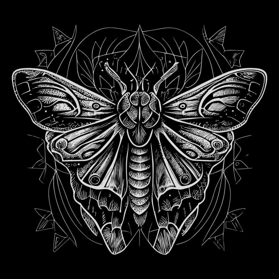 The death's head moth illustration in line art is a strikingly beautiful and intricate representation of this iconic species, capturing its unique features and patterns with precise lines and shading vector