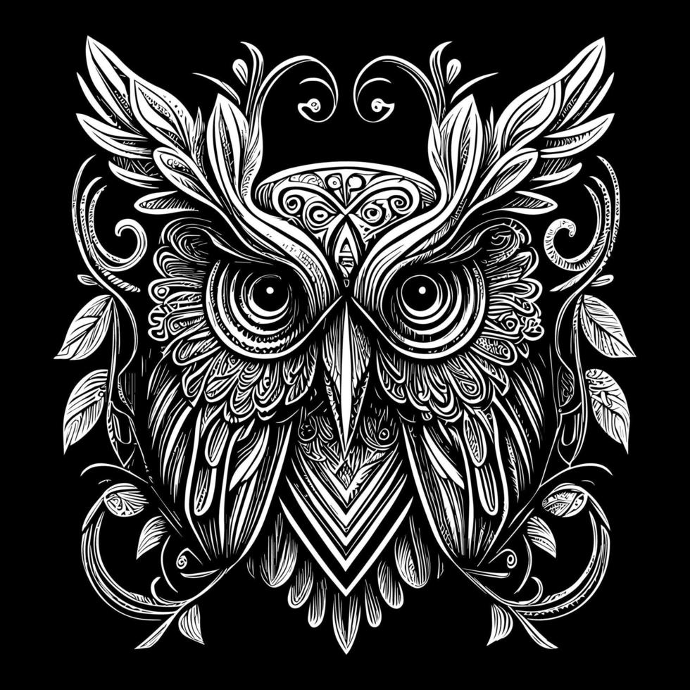 Beautiful illustration of an owl perfectly captures its enigmatic and graceful nature. The intricate details and vibrant colors bring this nocturnal bird to life, creating a mesmerizing piece of art vector